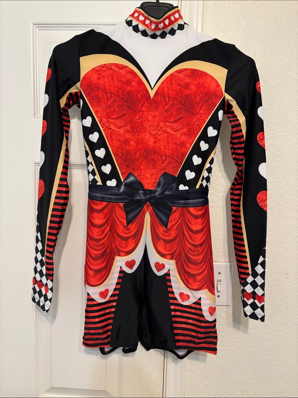 Heart Queen Women's Halloween Costume Romper - Red, Black & White